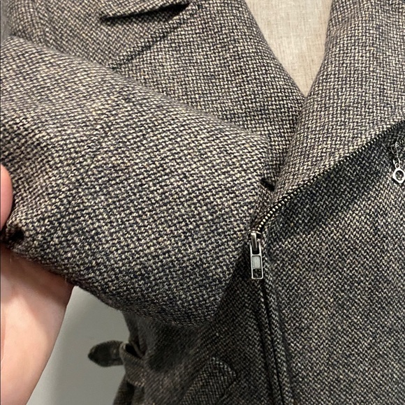 Lauren Ralph Lauren Charcoal Wool Moto Jacket Size 4 Zipper Detail - Picture 13 of 15